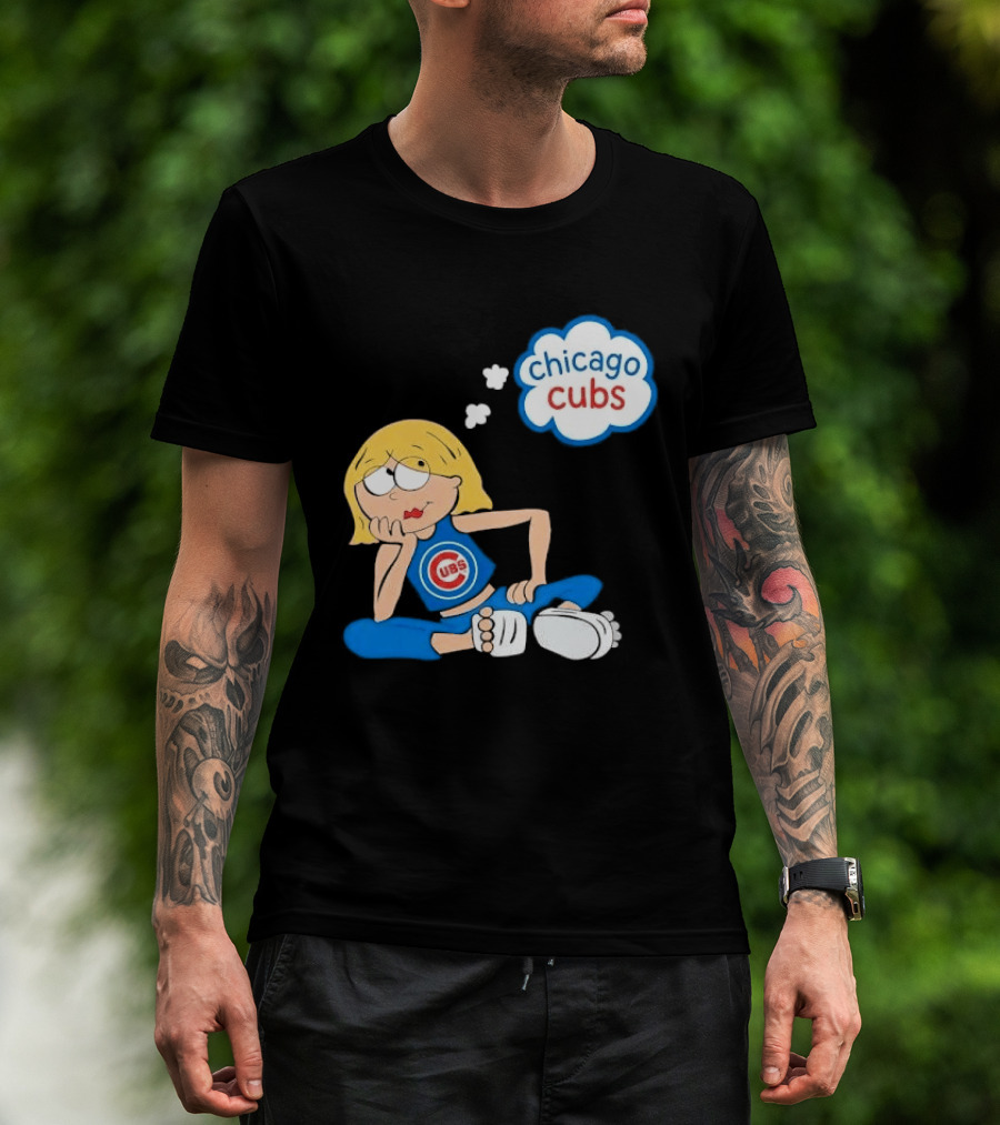 Chicago Cubs MLB Blonde Cartoon Girl Sitting Thought Bubble T-Shirt