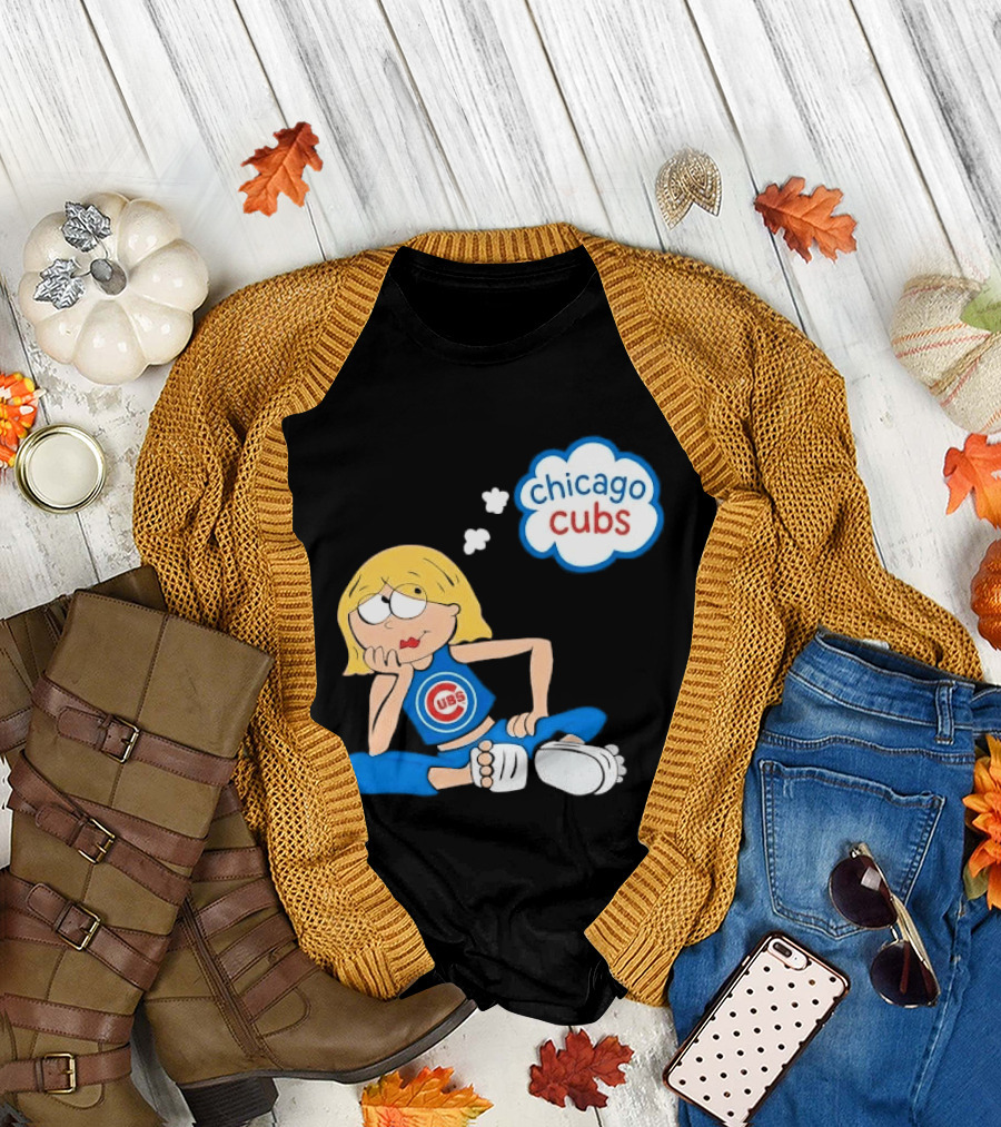 Chicago Cubs MLB Blonde Cartoon Girl Sitting Thought Bubble T-Shirt