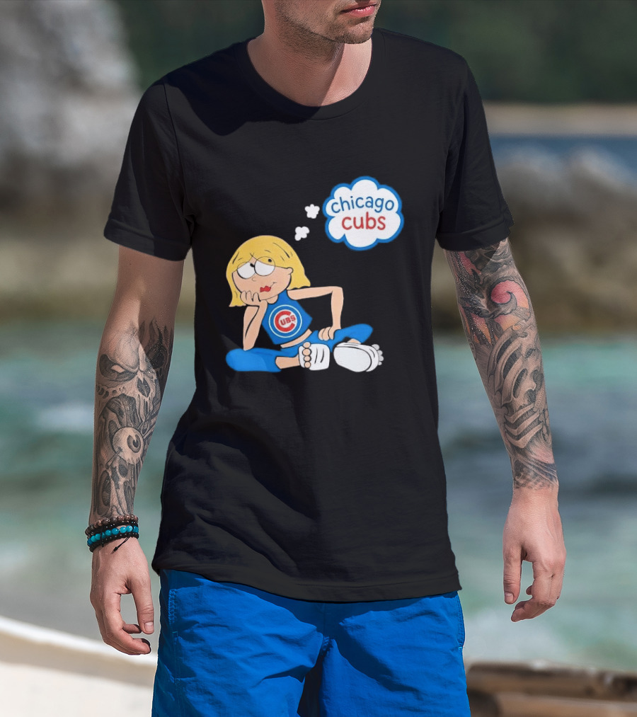Chicago Cubs MLB Blonde Cartoon Girl Sitting Thought Bubble T-Shirt