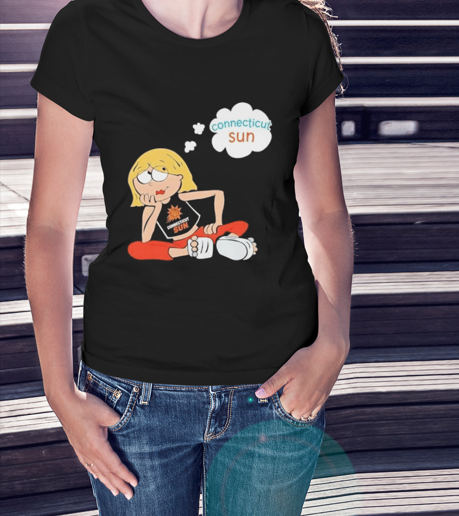 Connecticut Sun WNBA Cartoon Blonde Girl Thought Bubble T-Shirt