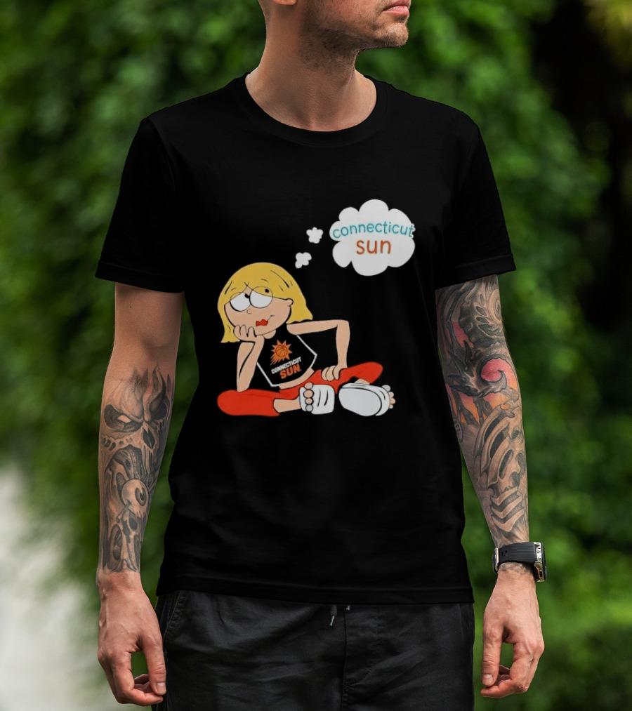 Connecticut Sun WNBA Cartoon Blonde Girl Thought Bubble T-Shirt