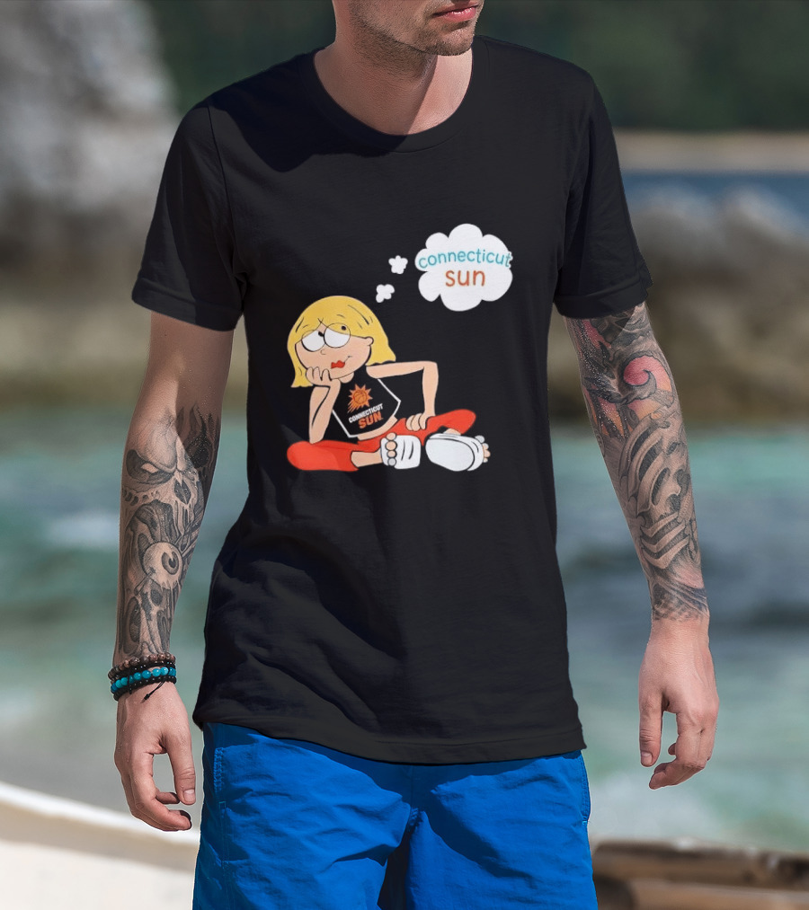 Connecticut Sun WNBA Cartoon Blonde Girl Thought Bubble T-Shirt
