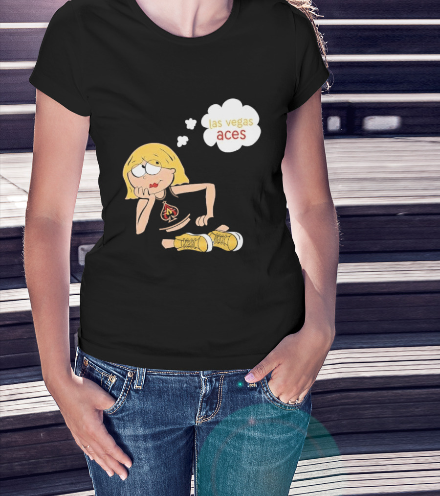 Las Vegas Aces WNBA Blonde Cartoon Girl Thought Bubble T-Shirt