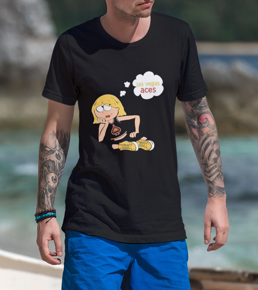 Las Vegas Aces WNBA Blonde Cartoon Girl Thought Bubble T-Shirt