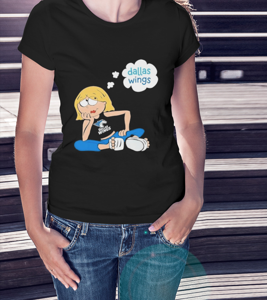 Dallas Wings WNBA Cartoon Blonde Girl Daydreaming Thought Bubble T-Shirt