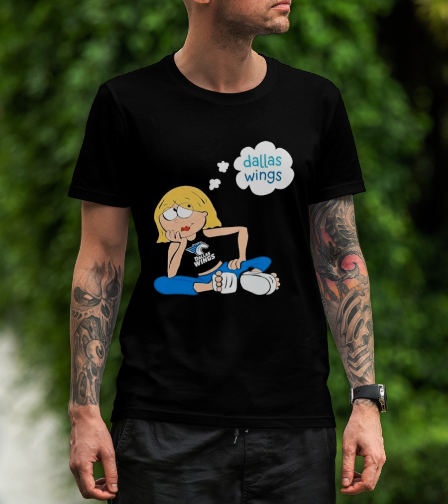 Dallas Wings WNBA Cartoon Blonde Girl Daydreaming Thought Bubble T-Shirt