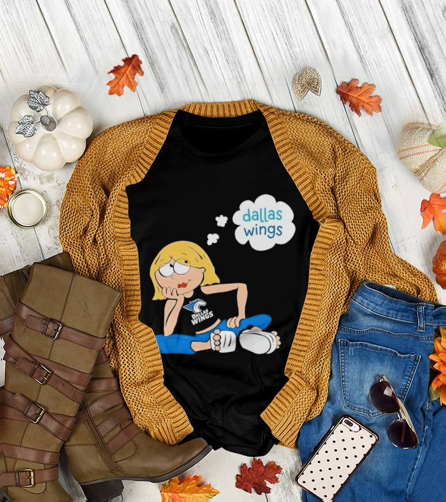 Dallas Wings WNBA Cartoon Blonde Girl Daydreaming Thought Bubble T-Shirt