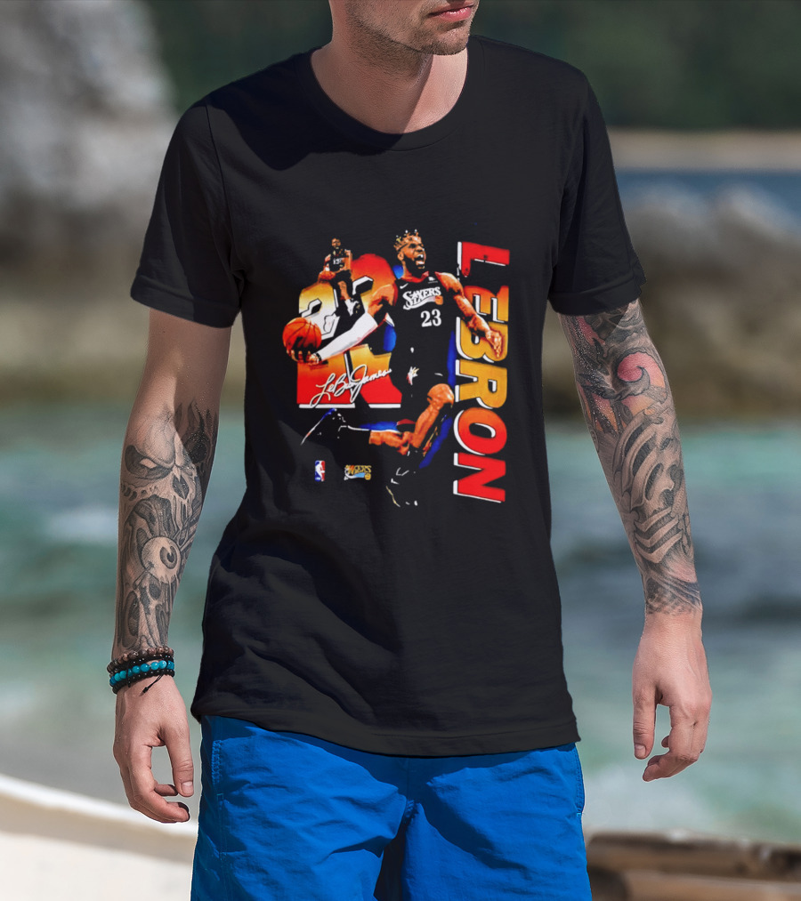 LeBron James 23 Sixers NBA Bootleg Philadelphia 76ers T-Shirt