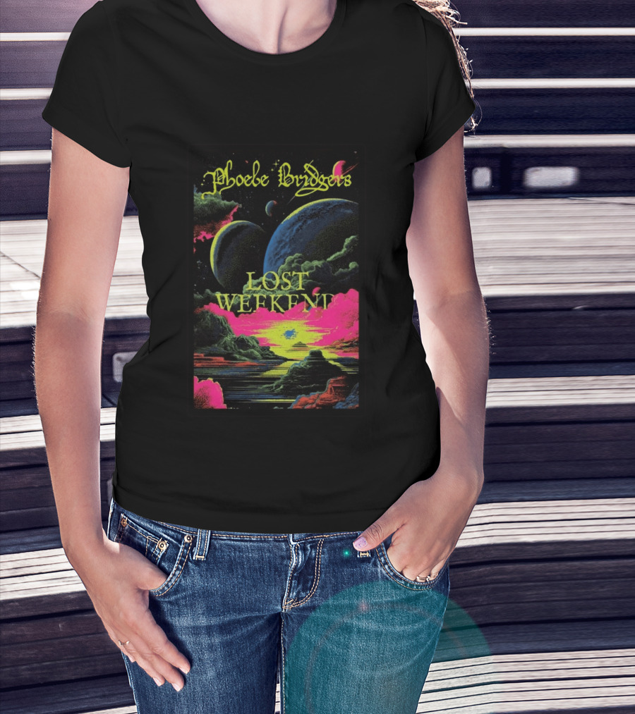 Phoebe Bridgers Lost Weekend 2026 Cosmic Event Planets Clouds Neon T-Shirt