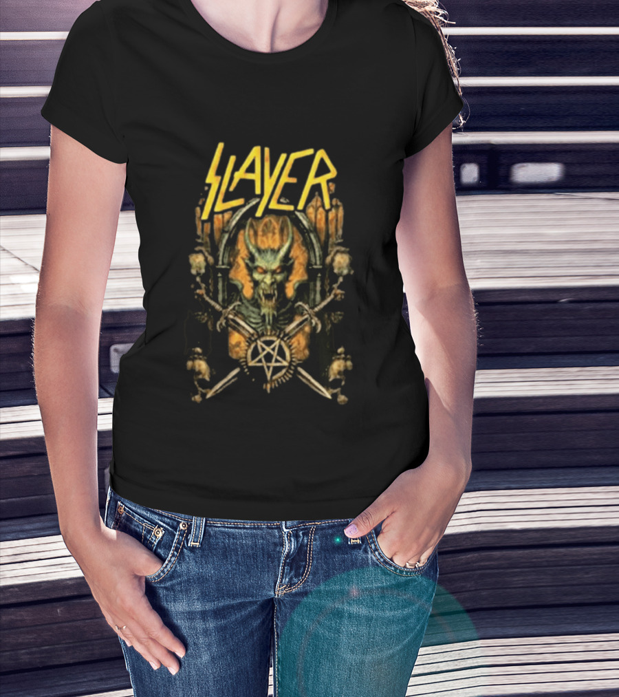 Slayer 2026 Festival Event Sick New World Gothic Skull Demon Pentagram T-Shirt