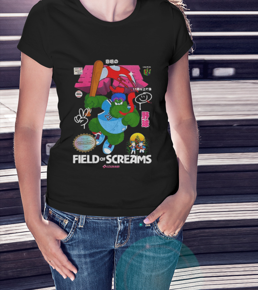 MLB 2026 Phillies Vs Twins Field Of Screams Featuring Konami Nintendo Baseball T-Shirt