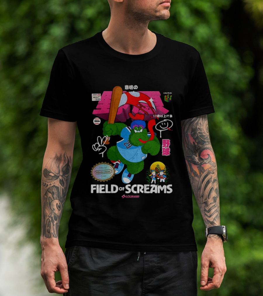 MLB 2026 Phillies Vs Twins Field Of Screams Featuring Konami Nintendo Baseball T-Shirt