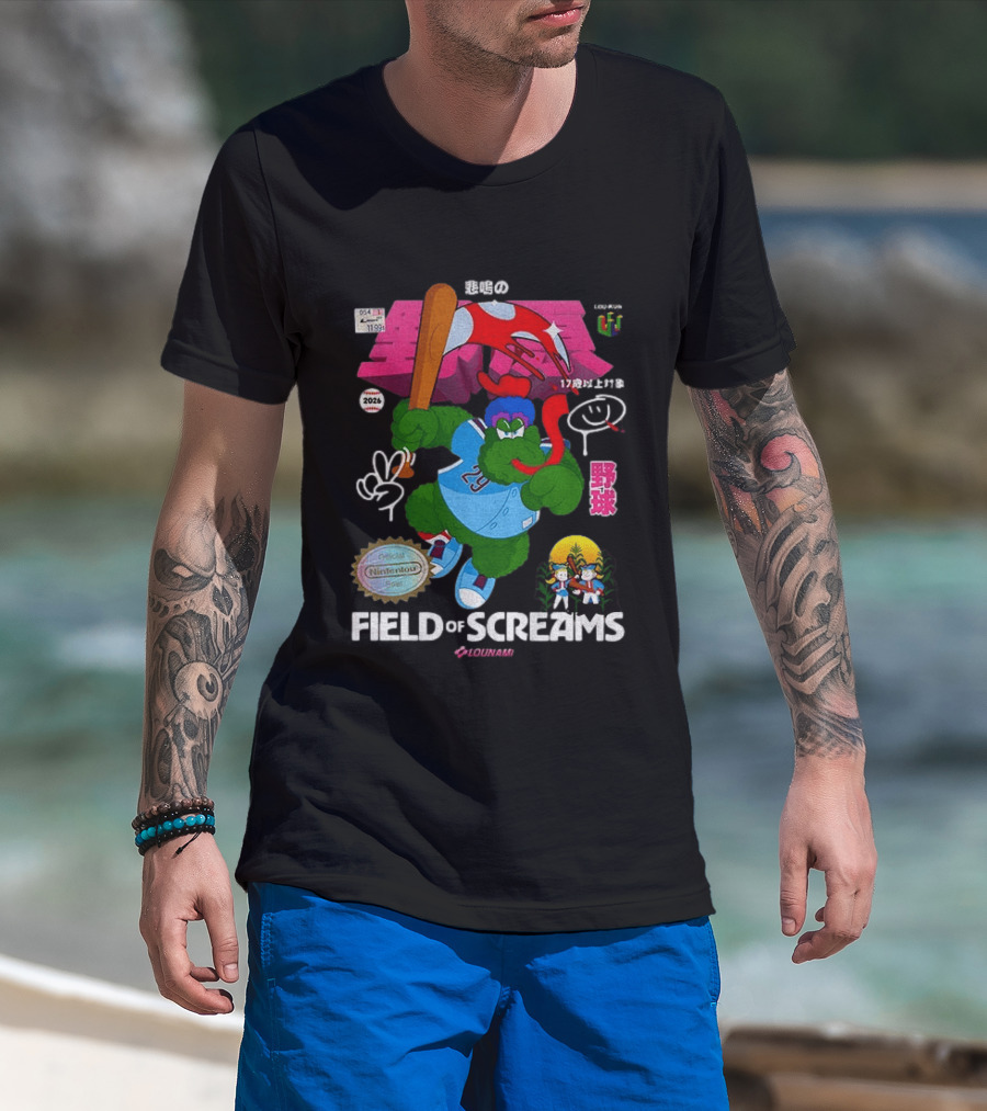 MLB 2026 Phillies Vs Twins Field Of Screams Featuring Konami Nintendo Baseball T-Shirt