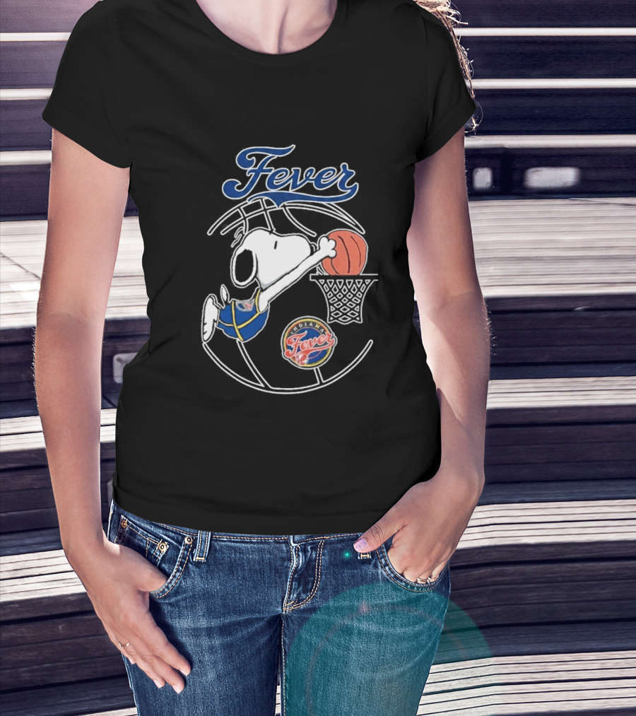 Snoopy Dunking Basketball Indiana Fever WNBA Peanuts T-Shirt