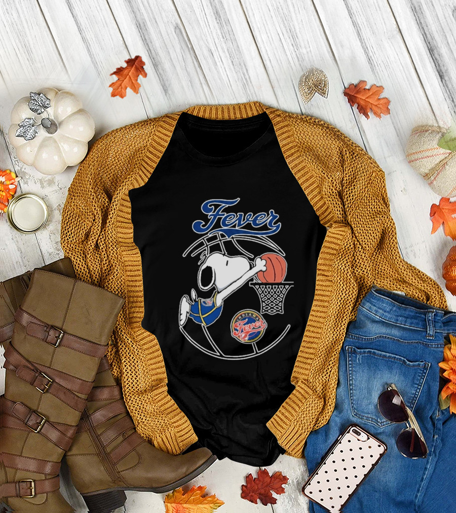 Snoopy Dunking Basketball Indiana Fever WNBA Peanuts T-Shirt