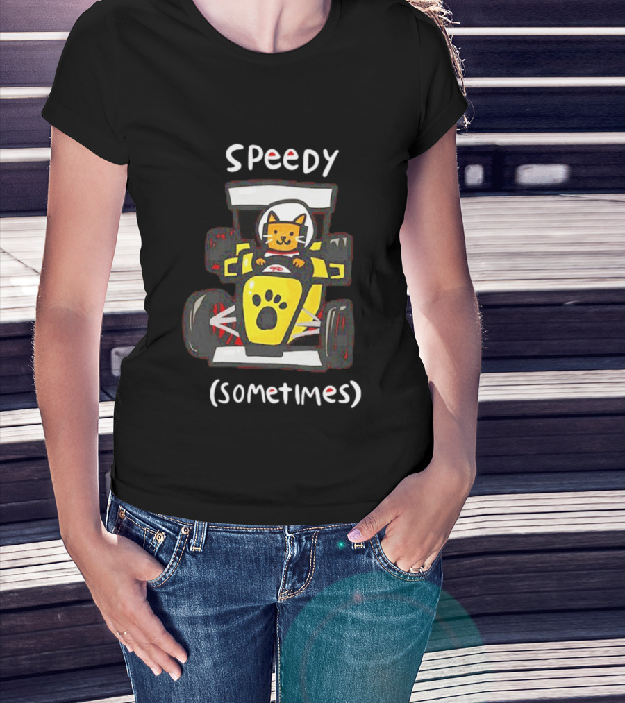 Speedy Sometimes Cat Racecar Paw Print Racing T-Shirt