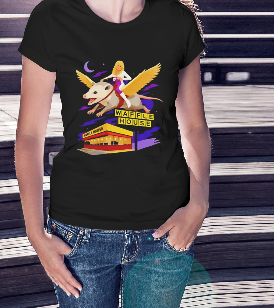 Waffle House Dolly Parton Flying Opossum Adventure T-Shirt
