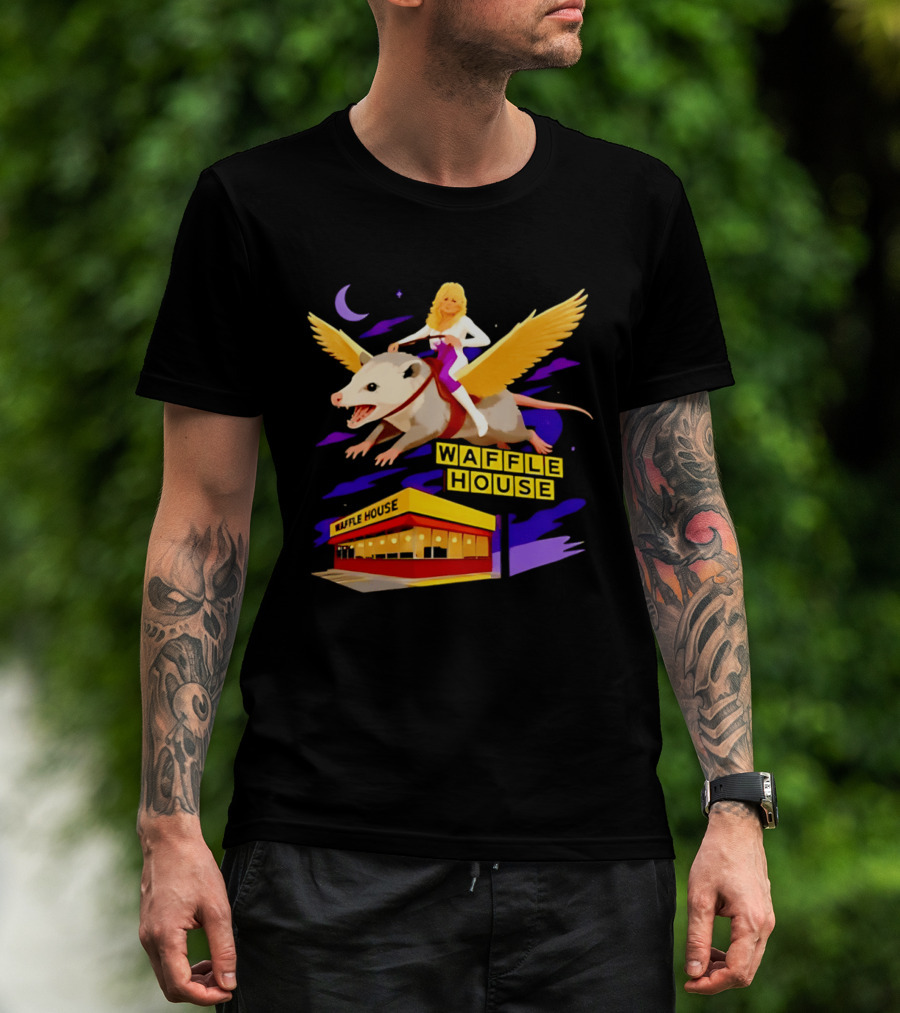 Waffle House Dolly Parton Flying Opossum Adventure T-Shirt