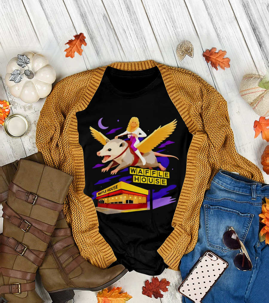 Waffle House Dolly Parton Flying Opossum Adventure T-Shirt