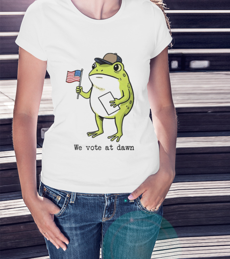 American Frog With Flag We Vote At Dawn T-Shirt