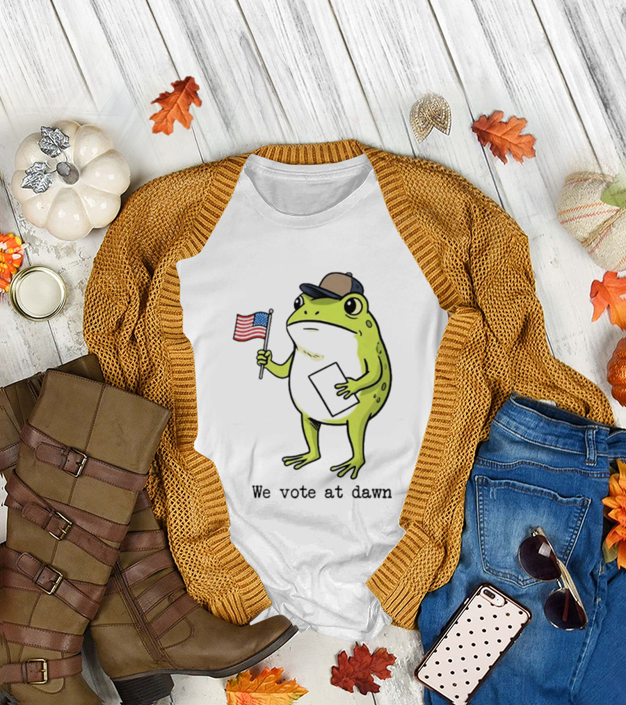 American Frog With Flag We Vote At Dawn T-Shirt