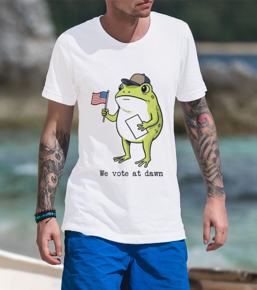 American Frog With Flag We Vote At Dawn T-Shirt