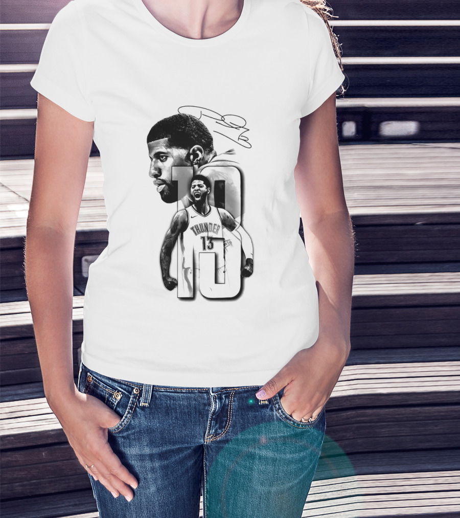 Paul George Oklahoma City Thunder Basketball Player Sketch T-Shirt