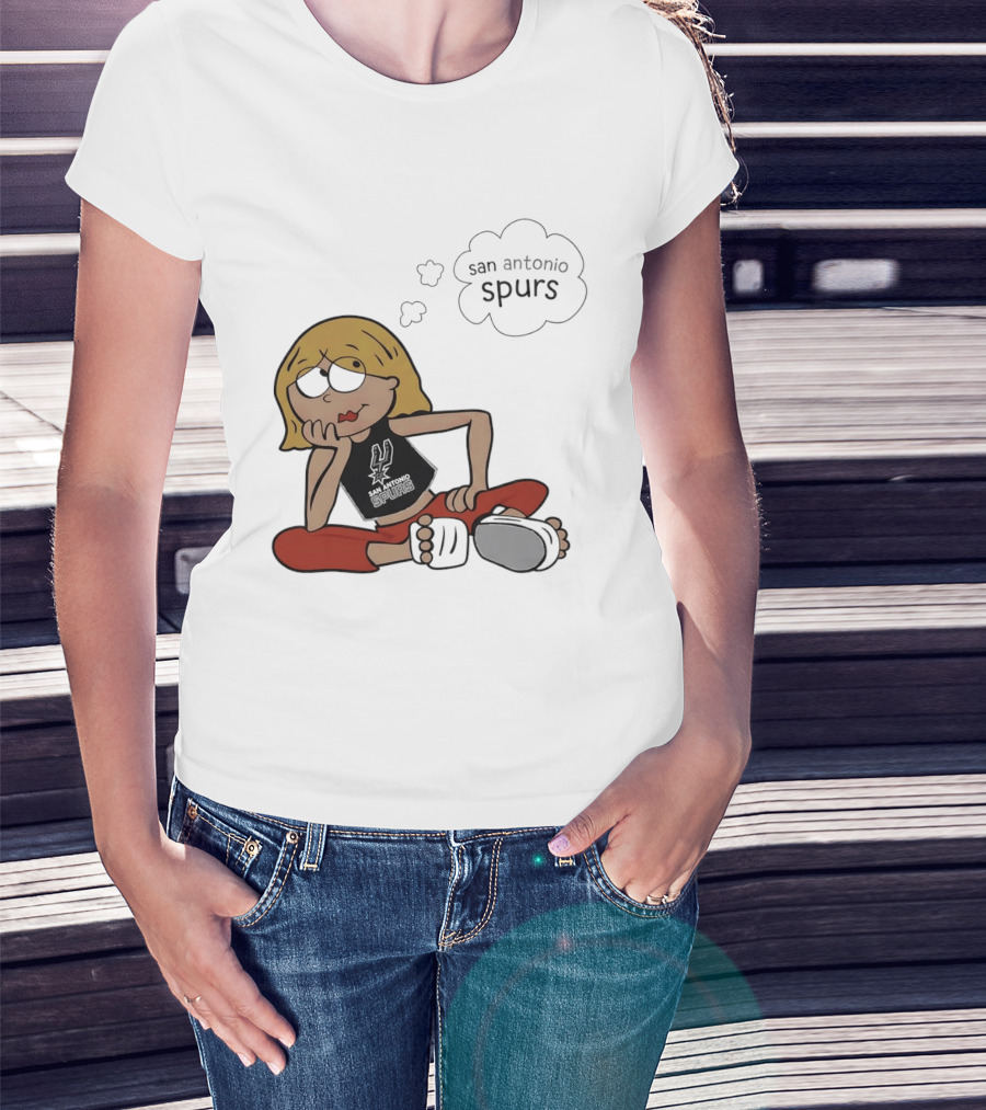 San Antonio Spurs Cartoon Blonde Girl Thought Bubble Daydreaming T-Shirt