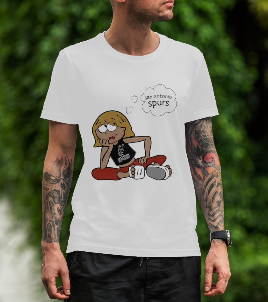 San Antonio Spurs Cartoon Blonde Girl Thought Bubble Daydreaming T-Shirt