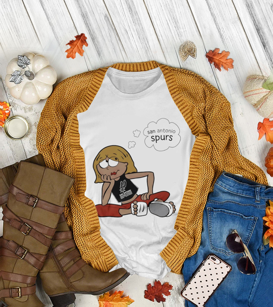 San Antonio Spurs Cartoon Blonde Girl Thought Bubble Daydreaming T-Shirt