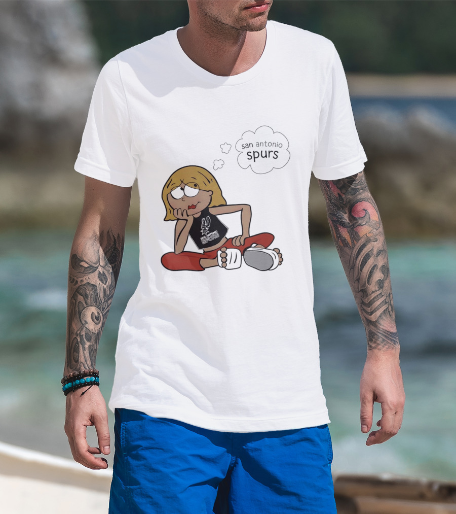 San Antonio Spurs Cartoon Blonde Girl Thought Bubble Daydreaming T-Shirt
