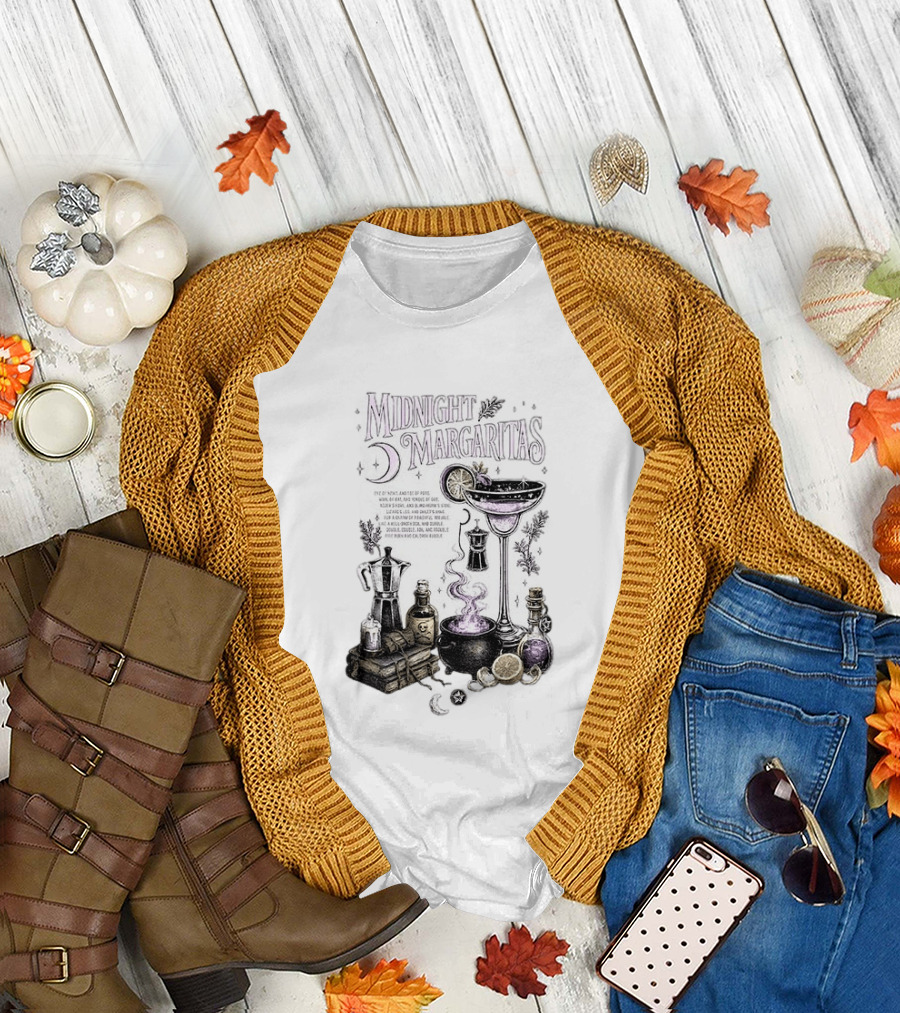 Midnight Margaritas Witchy Cocktail Cauldron Eye Of Newt Toe Of Frog Recipe Potion Essentials T-Shirt