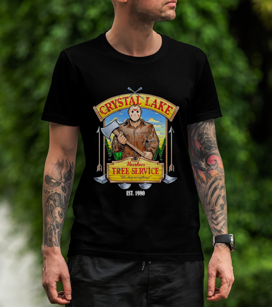 Crystal Lake Voorhees Tree Service We Chop Everything Est 1980 T-Shirt