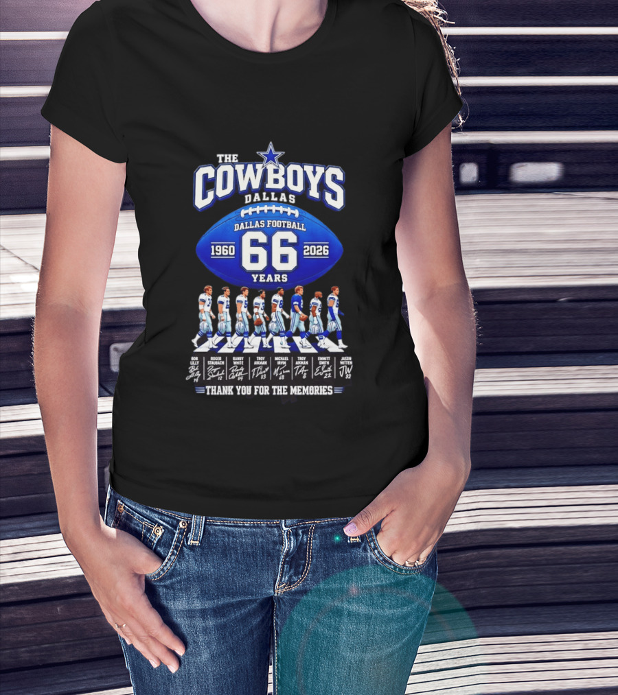 The Cowboys Dallas Football 66 Years 1960 2026 Thank You For The Memories Signatures T-Shirt