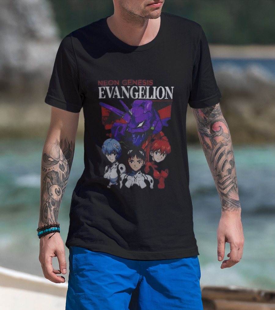 Neon Genesis Evangelion Rei Asuka Shinji With Unit 01 T-Shirt