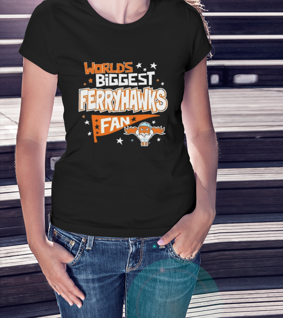 World's Biggest Staten Island Ferryhawks Fan Cartoon Pennant With Stars T-Shirt