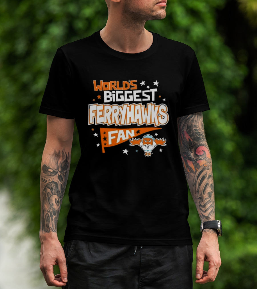 World's Biggest Staten Island Ferryhawks Fan Cartoon Pennant With Stars T-Shirt