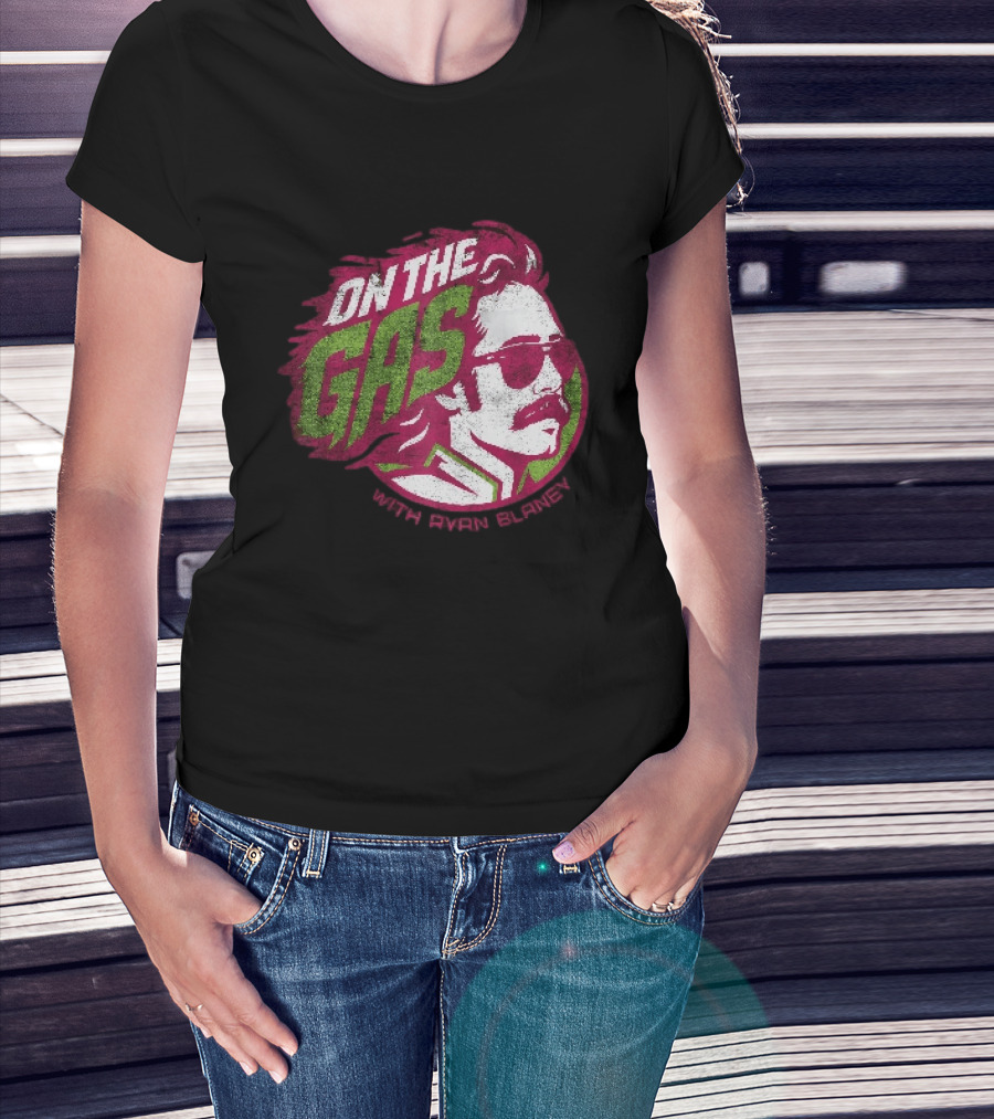 On The Gas With Ryan Blaney Racing Style Retro Hair Sunglasses T-Shirt