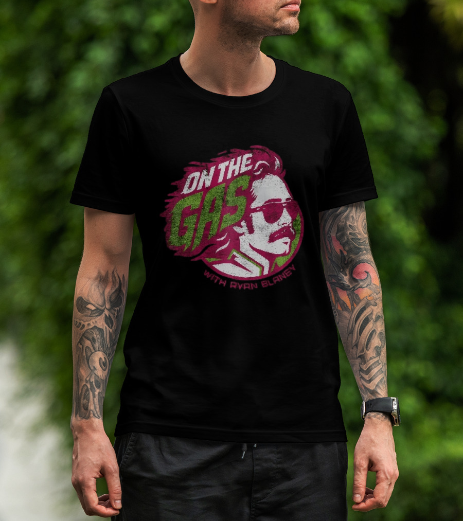 On The Gas With Ryan Blaney Racing Style Retro Hair Sunglasses T-Shirt