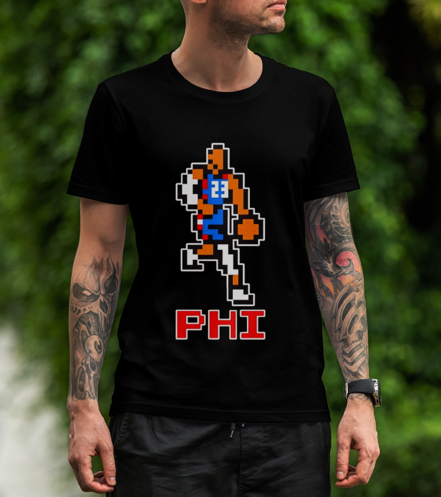 Philadelphia 76ers Phi 8 Bit Pixel Basketball Player 23 Dribbling T-Shirt