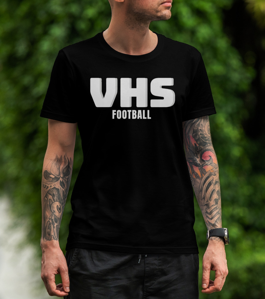 VHS Football Light Grey Textured Block Drop Shadow T-Shirt