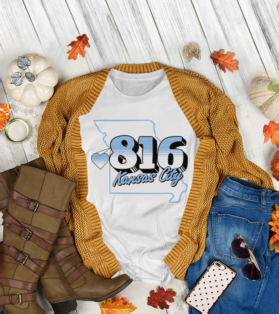 816 Kansas City Heart Map Love T-Shirt