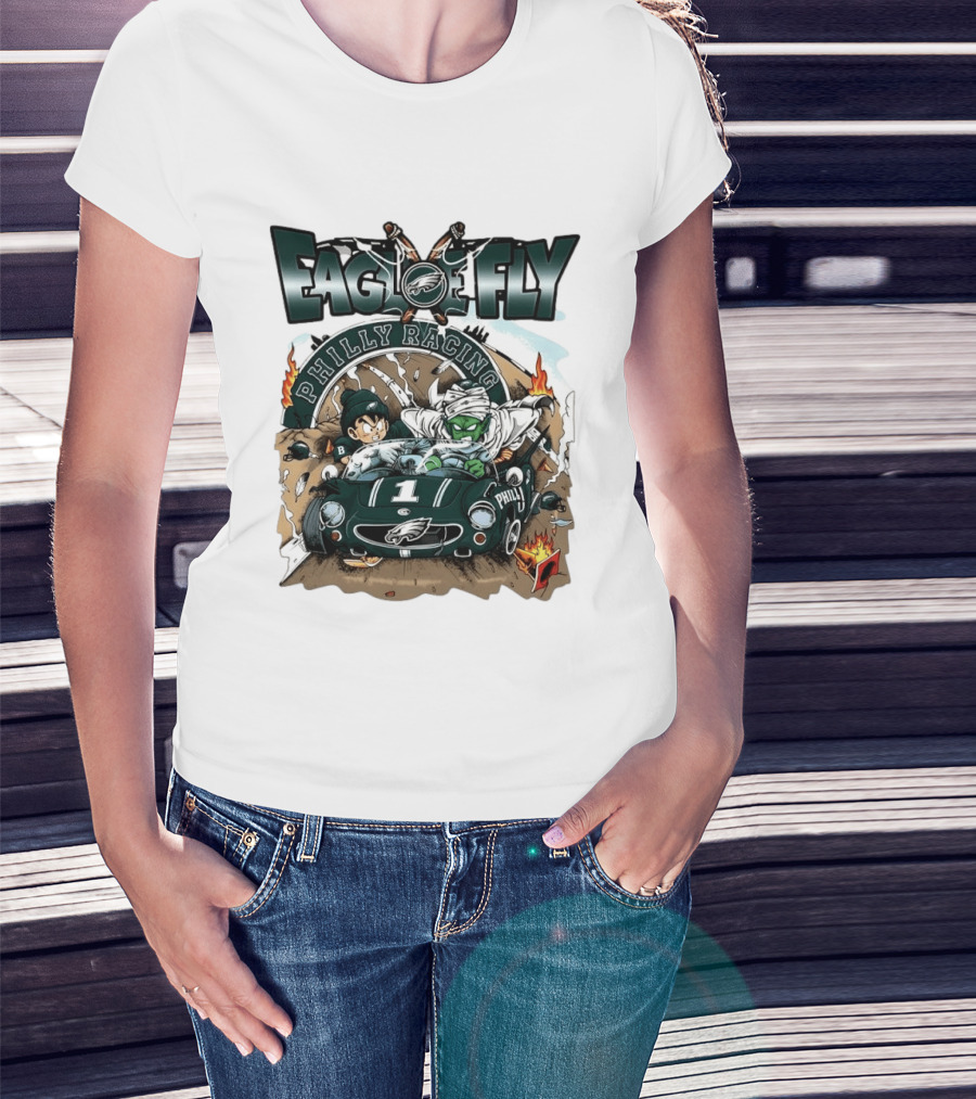 Eagle Fly Philly Racing Philadelphia Eagles Anime Characters Driving Race Car T-Shirt