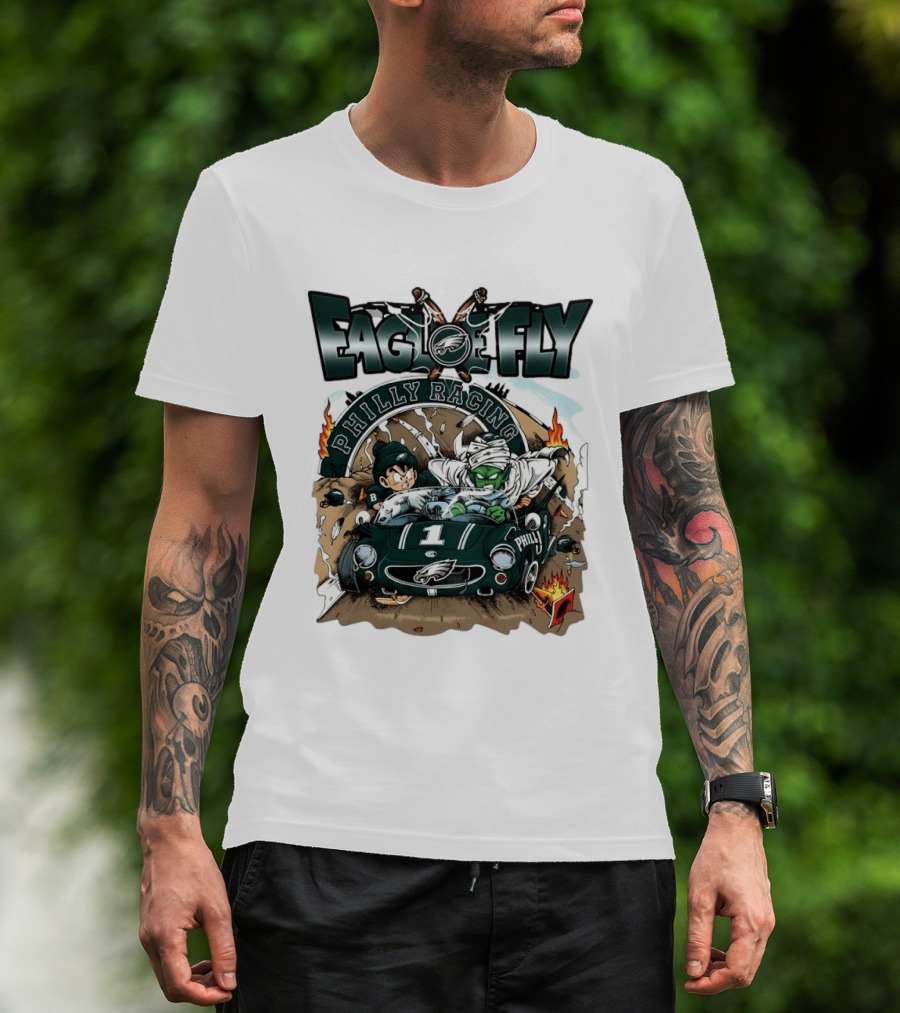 Eagle Fly Philly Racing Philadelphia Eagles Anime Characters Driving Race Car T-Shirt