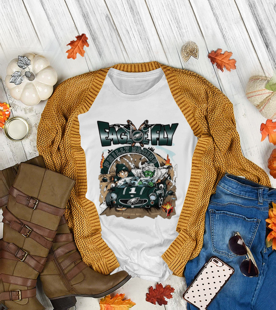 Eagle Fly Philly Racing Philadelphia Eagles Anime Characters Driving Race Car T-Shirt