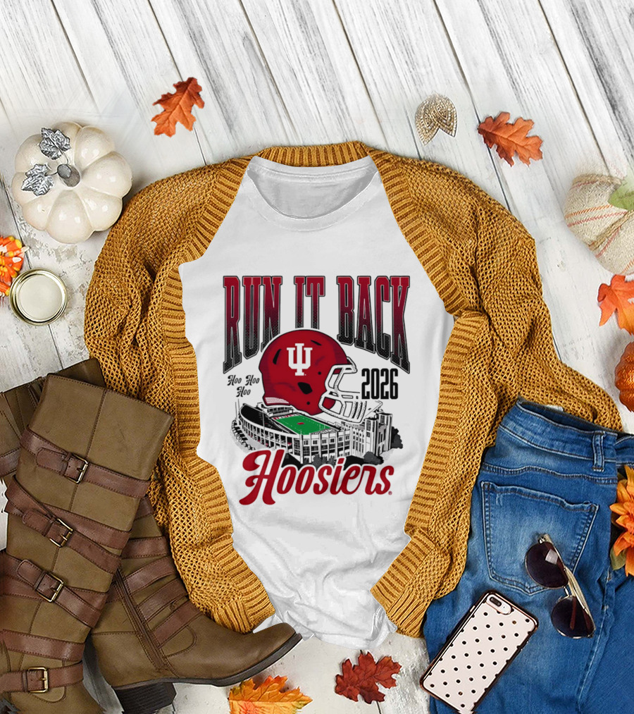 Run It Back Hoo Hoo Hoo 2026 Hoosiers Indiana University Football Stadium Helmet T-Shirt