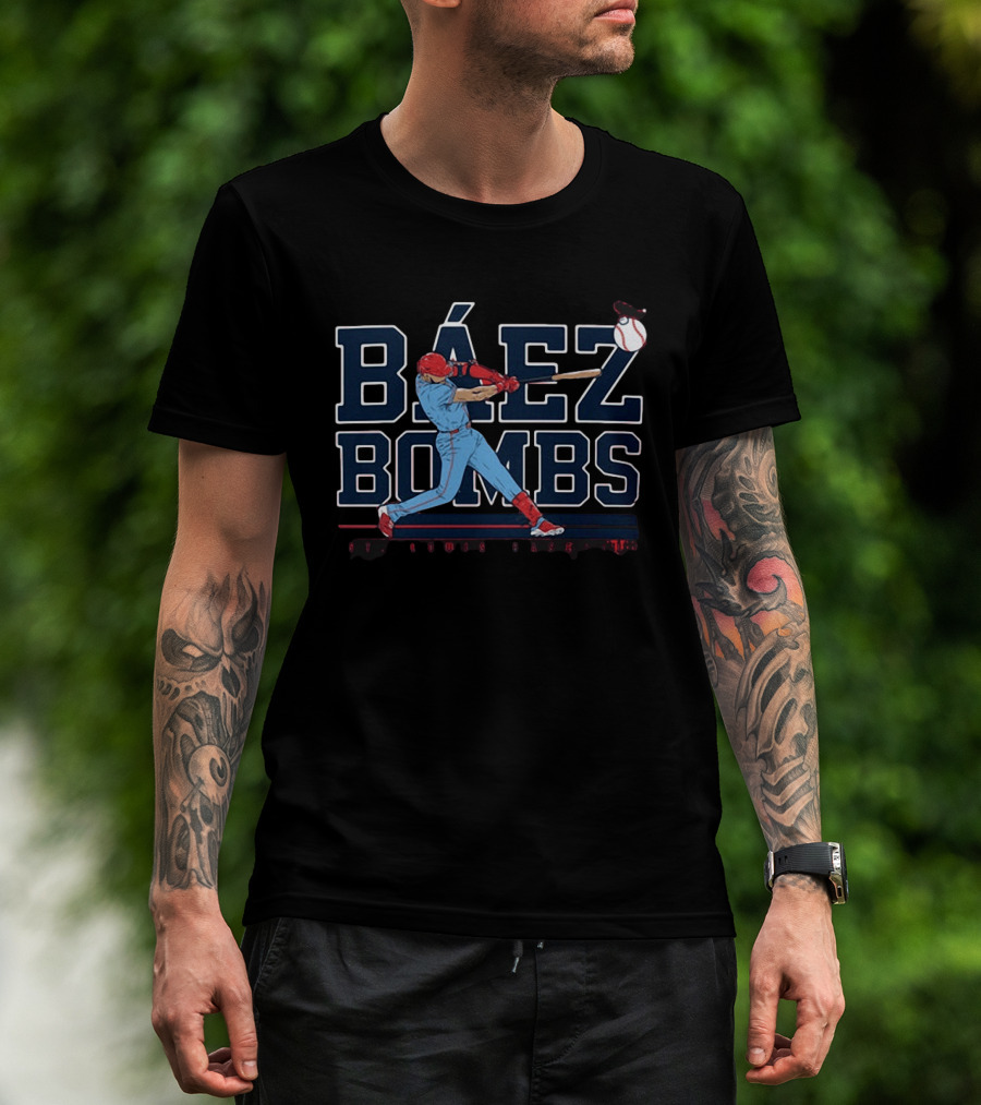 Báez Bombs St. Louis Baseball Player Swinging Bat With Flying Ball T-Shirt