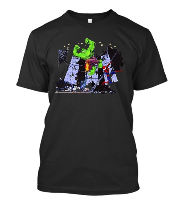 Battle Royale Hulk Vs Spider Man And Punisher Epic Showdown T-Shirt