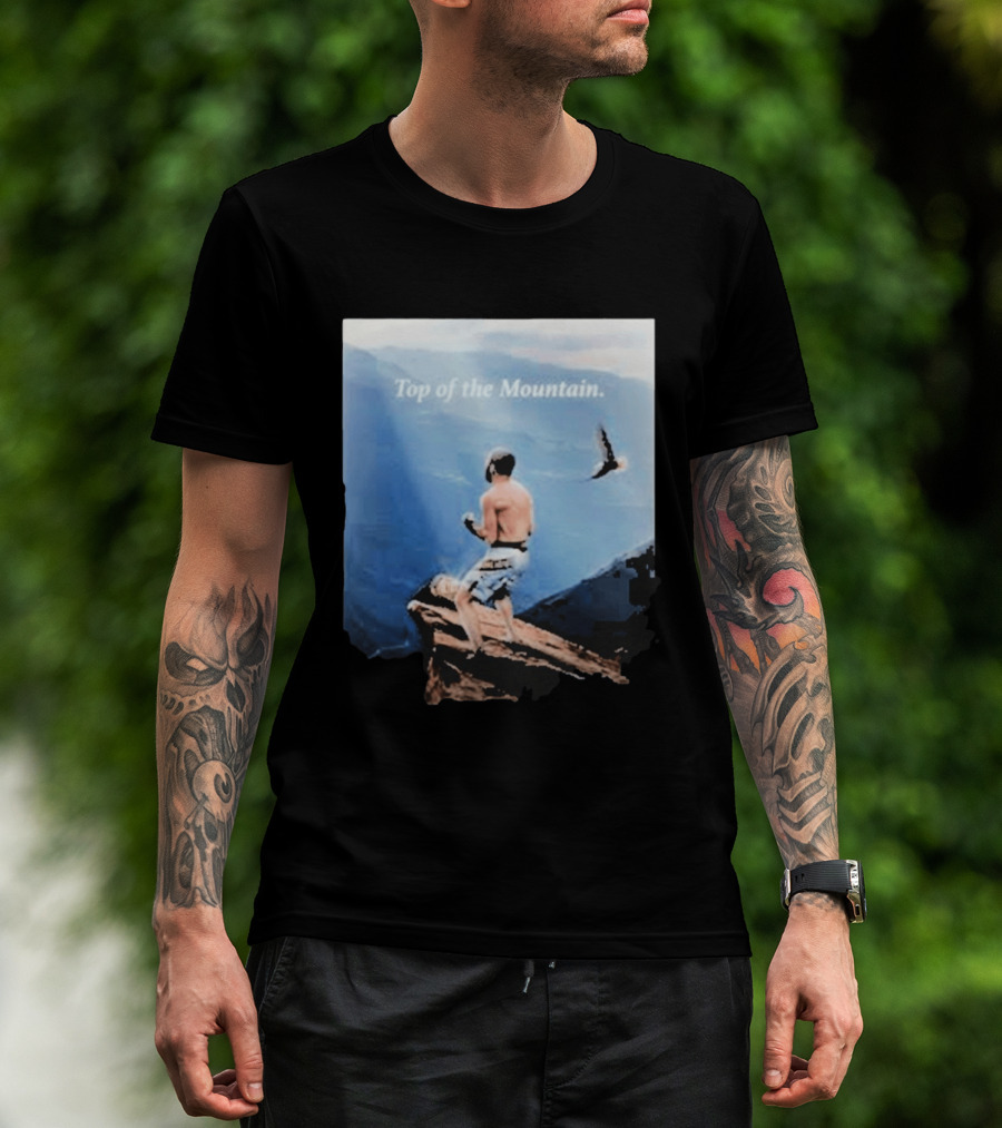 Islam Makhachev Top Of The Mountain Scenic Martial Arts Triumph T-Shirt