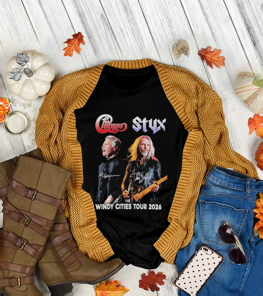 Chicago Styx The Windy Cities Tour 2026 Rock Concert T-Shirt